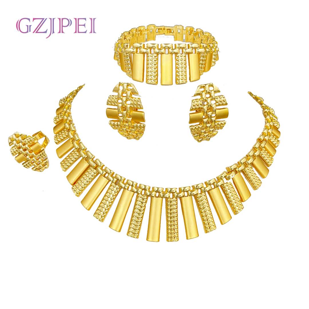 18k Gold Wedding Jewellery Set Bridal Necklace Earrings Bracelet Pearl Engagement Ring Middle West Africa