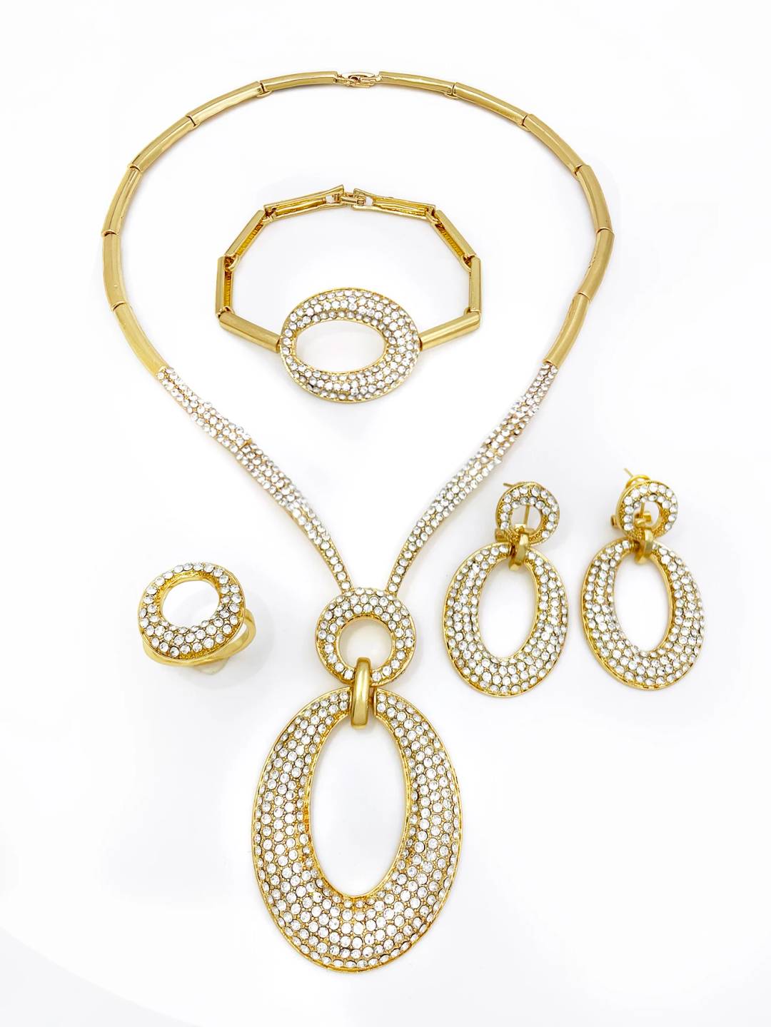 African Gold Jewelry Sets Simple Silver Bead Necklace Jewelry Set High Quality Bridal Wedding Gift